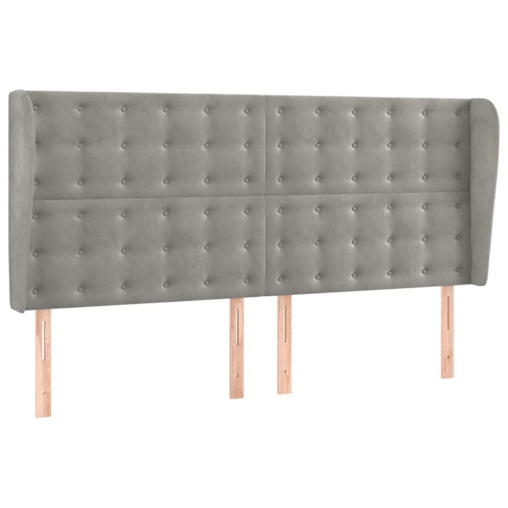 vidaXL Tăblie de pat cu aripioare gri deschis 183x23x118/128cm catifea
