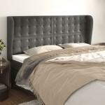 vidaXL Tăblie de pat cu aripioare gri închis 183x23x118/128 cm catifea vidaXL Tăblie de pat cu aripioare gri închis 183x23x118/128 cm catifea