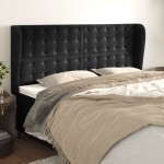 vidaXL Tăblie de pat cu aripioare, negru, 183x23x118/128 cm, catifea