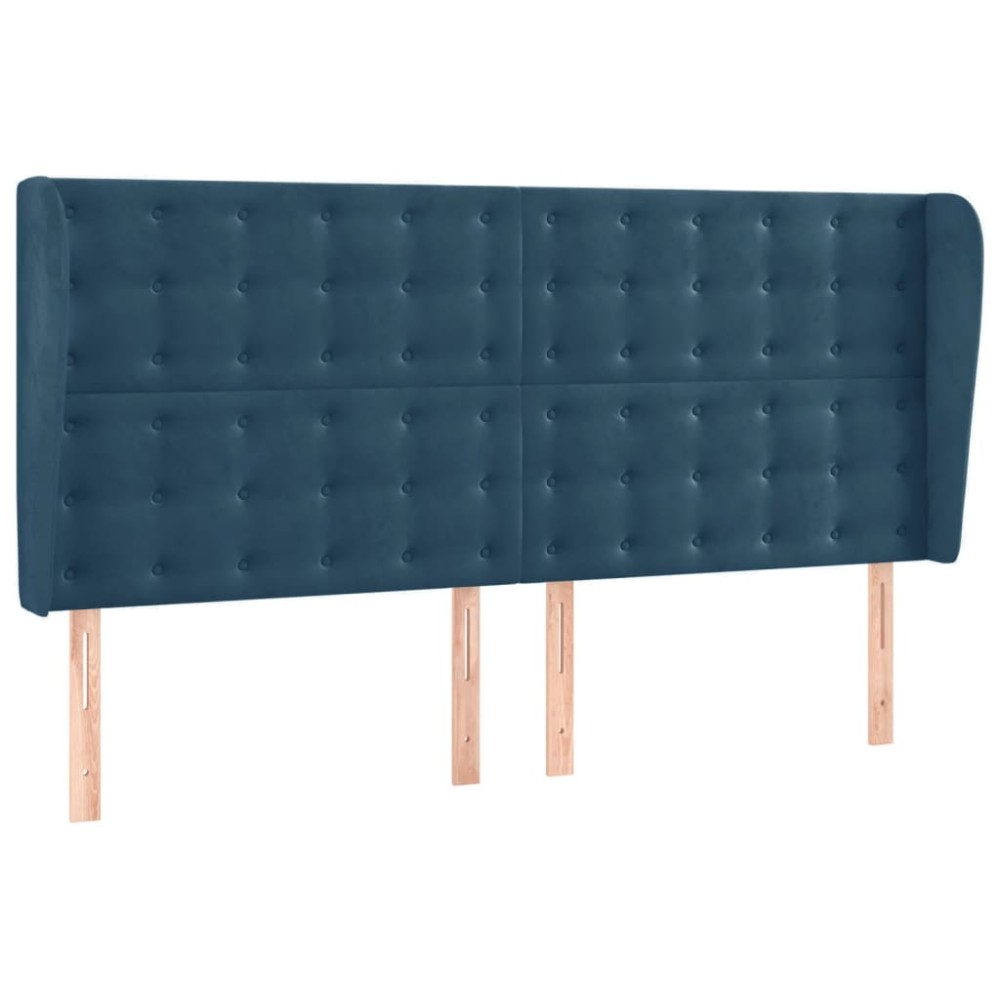 vidaXL Tăblie pat cu urechi albastru închis 183x23x118/128 cm catifea