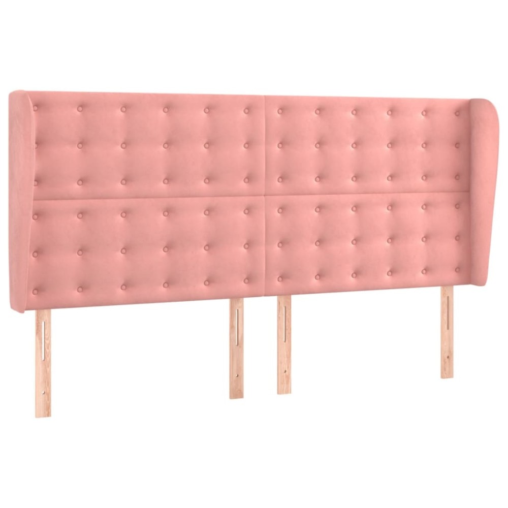 vidaXL Tăblie de pat cu aripioare, roz, 183x23x118/128 cm, catifea