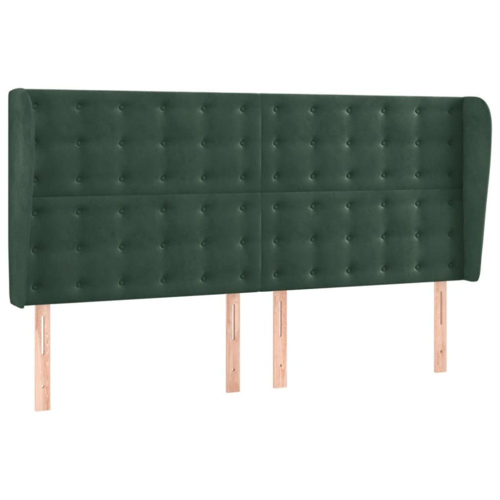 vidaXL Tăblie pat cu aripioare verde închis 203x23x118/128cm catifea