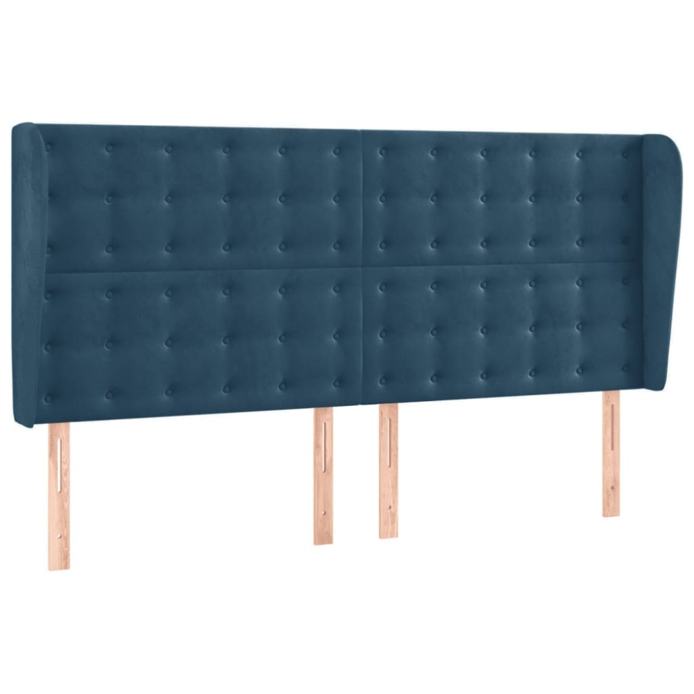 vidaXL Tăblie pat cu urechi albastru închis 203x23x118/128 cm catifea