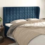 vidaXL Tăblie pat cu urechi albastru închis 203x23x118/128 cm catifea vidaXL Tăblie pat cu urechi albastru închis 203x23x118/128 cm catifea