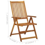 vidaXL Scaune de grădină rabatabile, 3 buc., lemn masiv de acacia