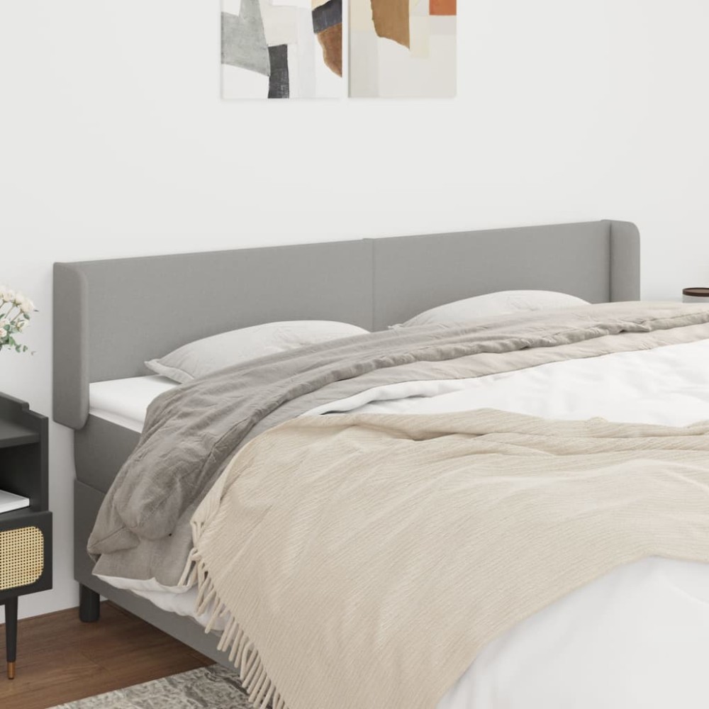 vidaXL Tăblie de pat cu aripioare gri deschis 163x16x78/88 cm textil