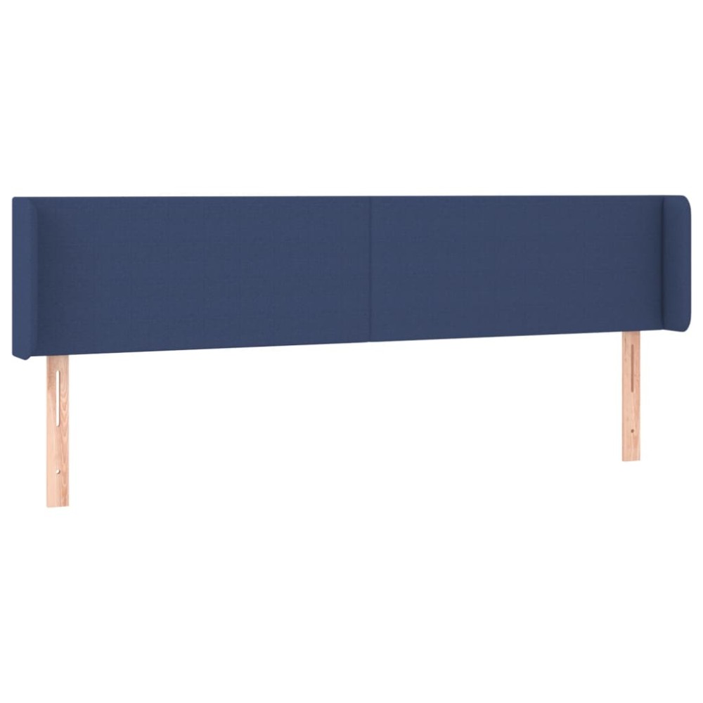 vidaXL Tăblie de pat cu aripioare albastru 163x16x78/88 cm textil
