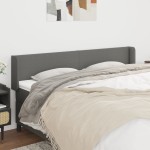 vidaXL Tăblie de pat cu aripioare gri închis 183x16x78/88 cm textil vidaXL Tăblie de pat cu aripioare gri închis 183x16x78/88 cm textil