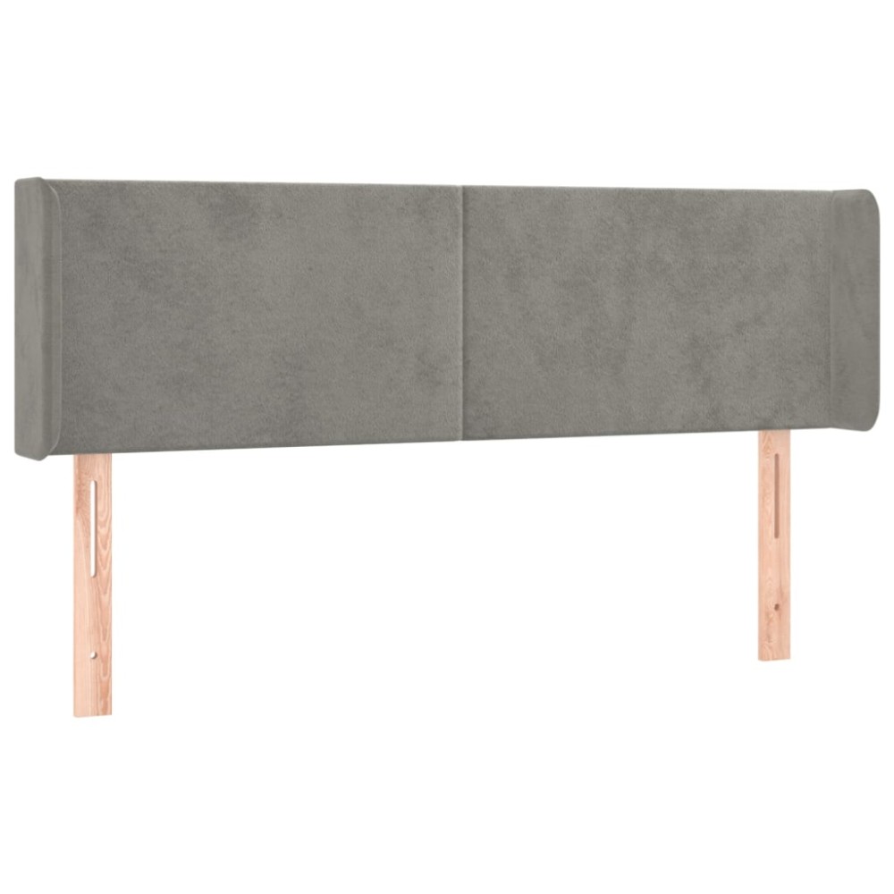 vidaXL Tăblie de pat cu aripioare gri deschis 147x16x78/88 cm catifea