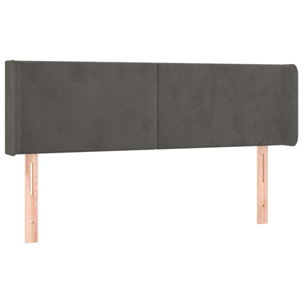 vidaXL Tăblie de pat cu aripioare gri închis 147x16x78/88 cm catifea