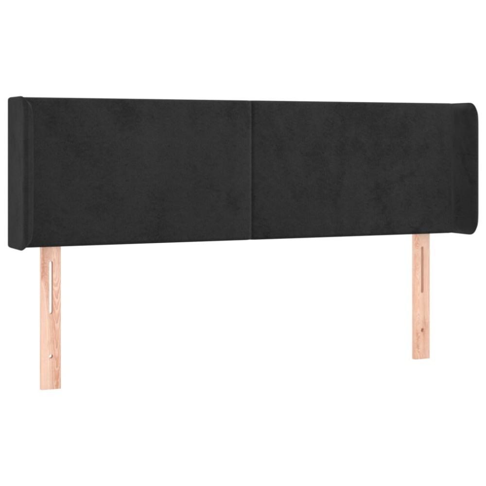vidaXL Tăblie de pat cu aripioare negru 147x16x78/88 cm catifea