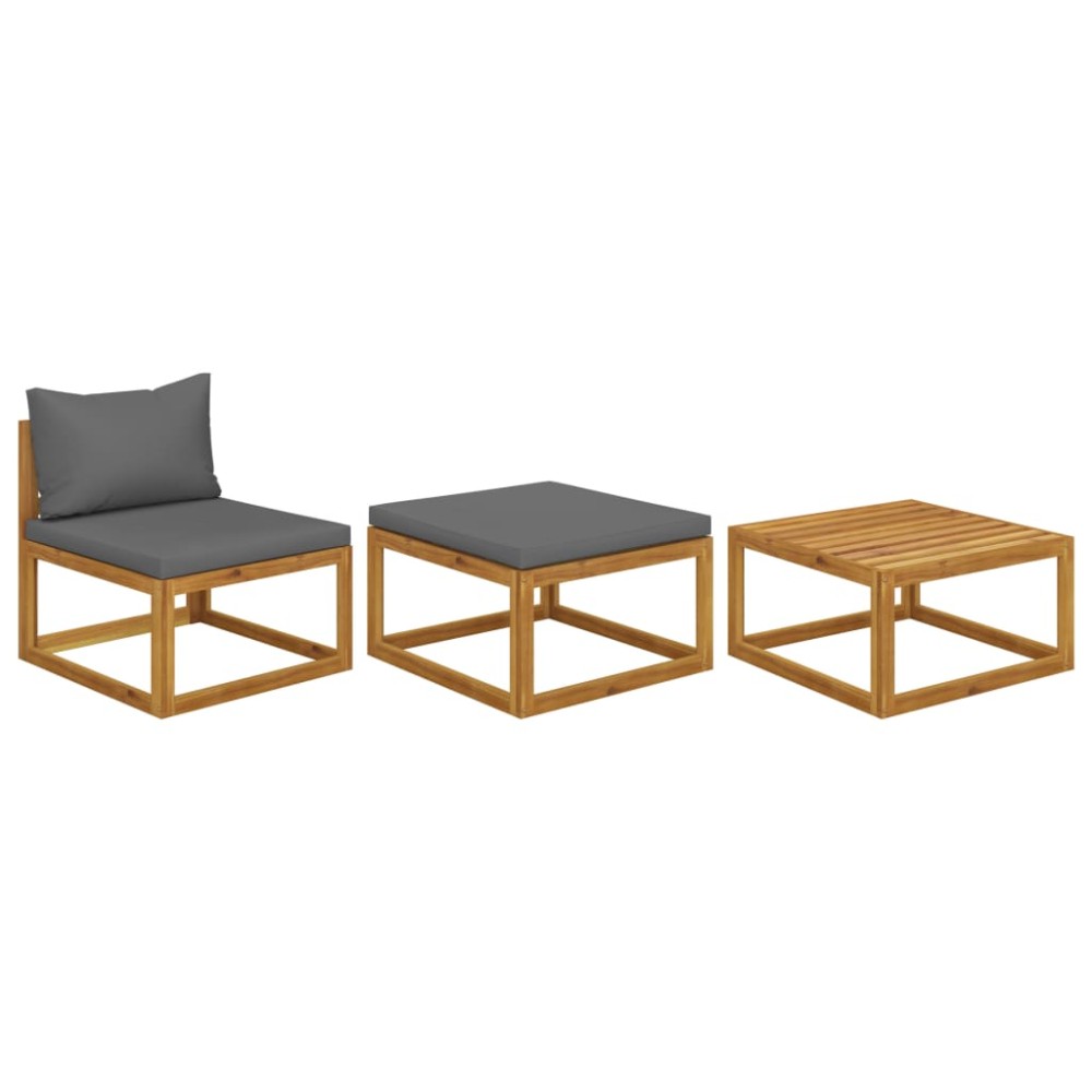 vidaXL Set mobilier de grădină cu perne, 3 piese, lemn masiv de acacia