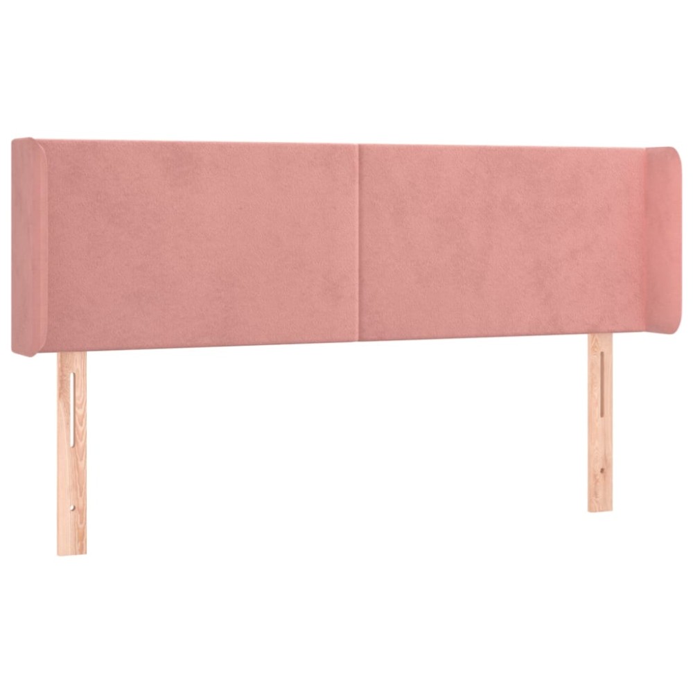 vidaXL Tăblie de pat cu aripioare roz 147x16x78/88 cm catifea