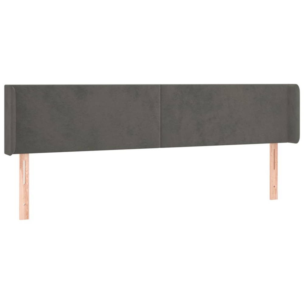 vidaXL Tăblie de pat cu aripioare gri închis 163x16x78/88 cm catifea