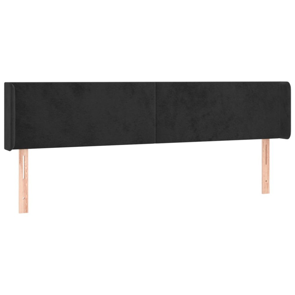 vidaXL Tăblie de pat cu aripioare negru 163x16x78/88 cm catifea