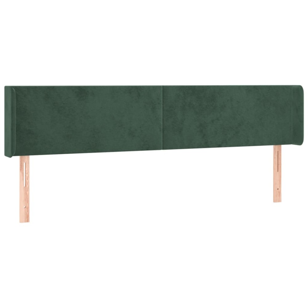 vidaXL Tăblie de pat cu aripioare verde închis 163x16x78/88 cm catifea