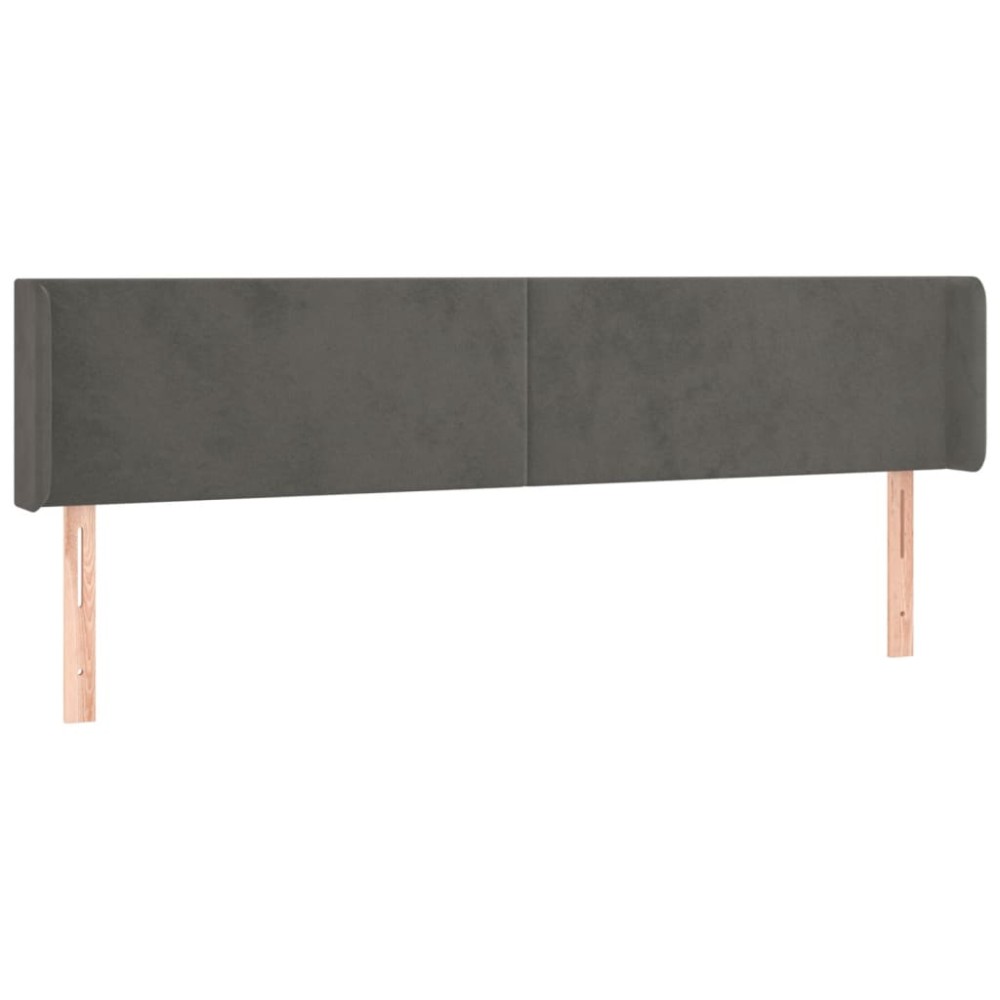 vidaXL Tăblie de pat cu aripioare gri închis 183x16x78/88 cm catifea