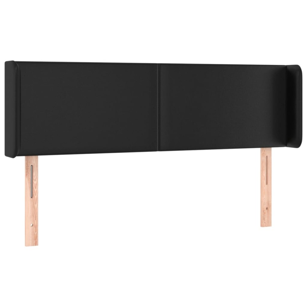 vidaXL Tăblie de pat cu aripioare negru 147x16x78/88cm piele ecologică