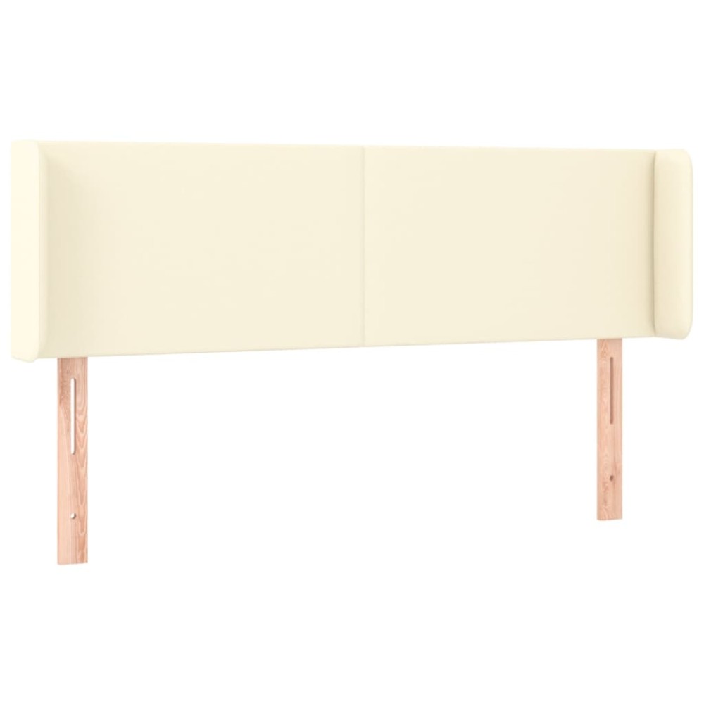 vidaXL Tăblie de pat cu aripioare crem 147x16x78/88 cm piele ecologică