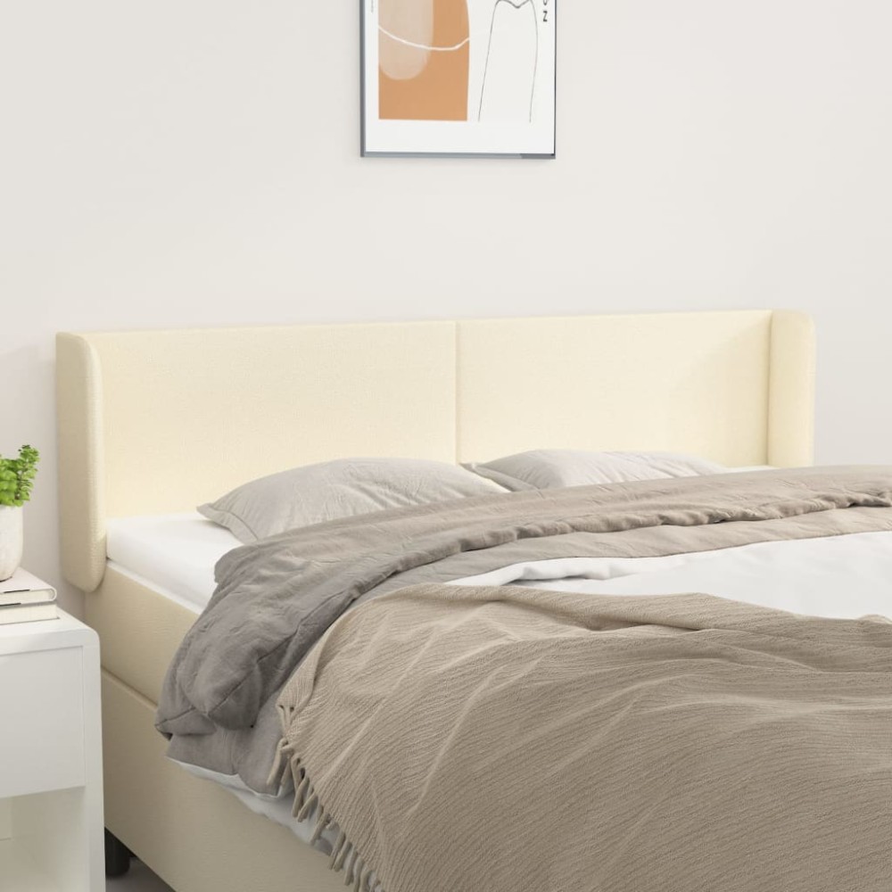 vidaXL Tăblie de pat cu aripioare crem 147x16x78/88 cm piele ecologică