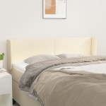 vidaXL Tăblie de pat cu aripioare crem 147x16x78/88 cm piele ecologică vidaXL Tăblie de pat cu aripioare crem 147x16x78/88 cm piele ecologică