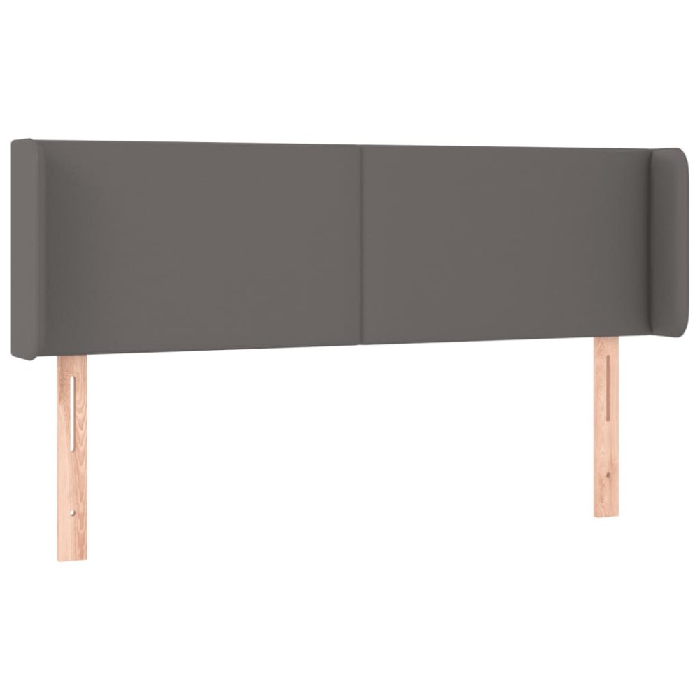vidaXL Tăblie de pat cu aripioare gri 147x16x78/88 cm piele ecologică