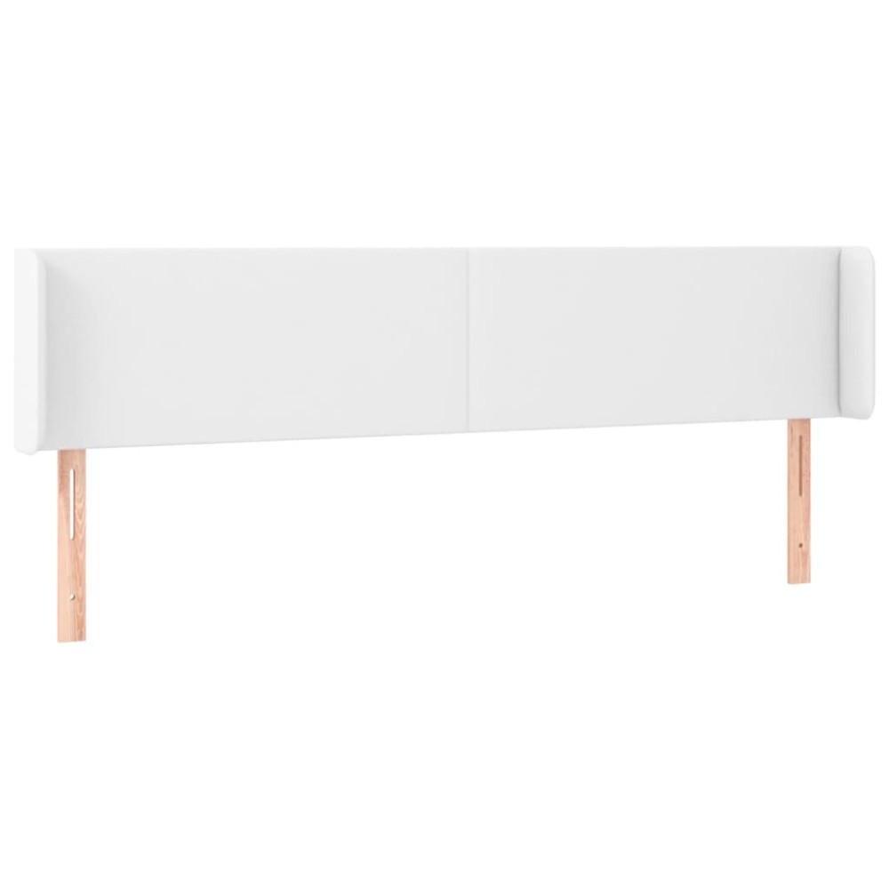 vidaXL Tăblie de pat cu aripioare alb 163x16x78/88 cm piele ecologică