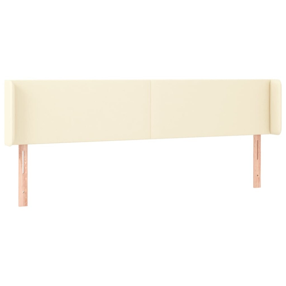 vidaXL Tăblie de pat cu aripioare crem 183x16x78/88 cm piele ecologică