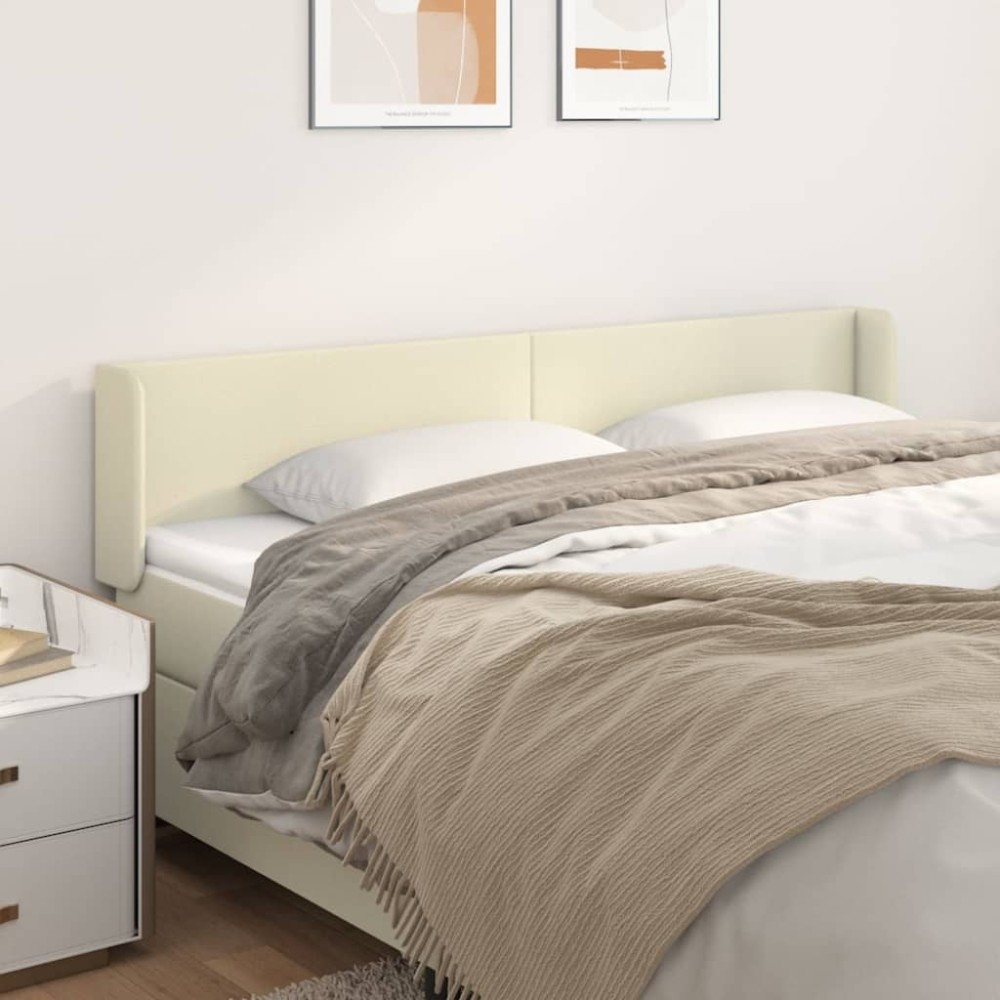 vidaXL Tăblie de pat cu aripioare crem 183x16x78/88 cm piele ecologică