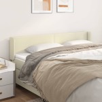 vidaXL Tăblie de pat cu aripioare crem 183x16x78/88 cm piele ecologică vidaXL Tăblie de pat cu aripioare crem 183x16x78/88 cm piele ecologică