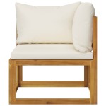vidaXL Canapea colțar modular cu perne, alb crem, lemn masiv de acacia vidaXL Canapea colțar modular cu perne, alb crem, lemn masiv de acacia