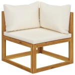 vidaXL Canapea colțar modular cu perne, alb crem, lemn masiv de acacia vidaXL Canapea colțar modular cu perne, alb crem, lemn masiv de acacia