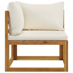 vidaXL Canapea colțar modular cu perne, alb crem, lemn masiv de acacia vidaXL Canapea colțar modular cu perne, alb crem, lemn masiv de acacia