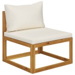 vidaXL Canapea modulară de mijloc, perne alb crem, lemn masiv acacia vidaXL Canapea modulară de mijloc, perne alb crem, lemn masiv acacia