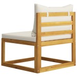 vidaXL Canapea modulară de mijloc, perne alb crem, lemn masiv acacia vidaXL Canapea modulară de mijloc, perne alb crem, lemn masiv acacia