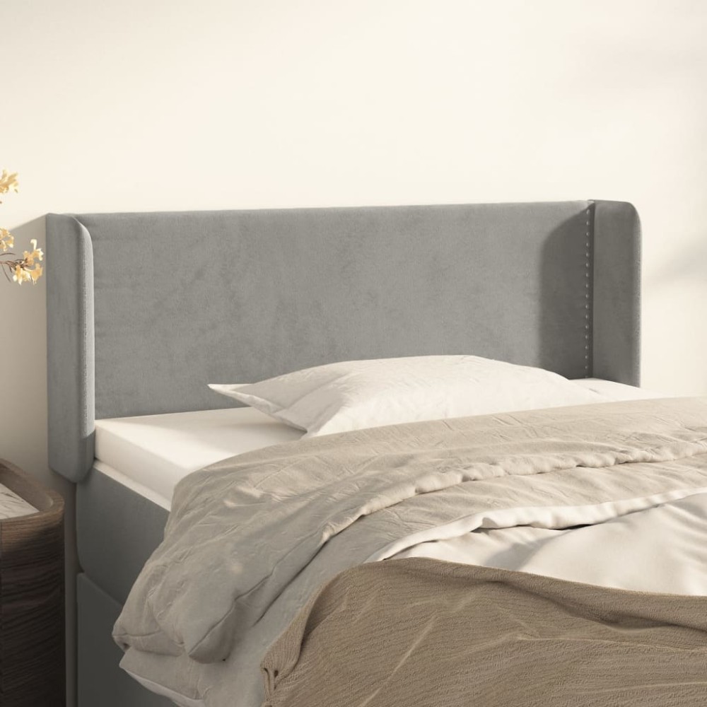 vidaXL Tăblie de pat cu aripioare gri deschis 83x16x78/88 cm catifea
