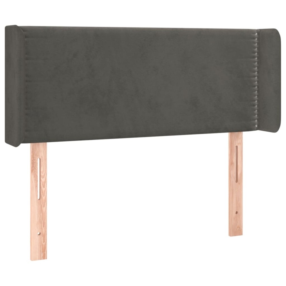 vidaXL Tăblie de pat cu aripioare gri închis 103x16x78/88 cm catifea