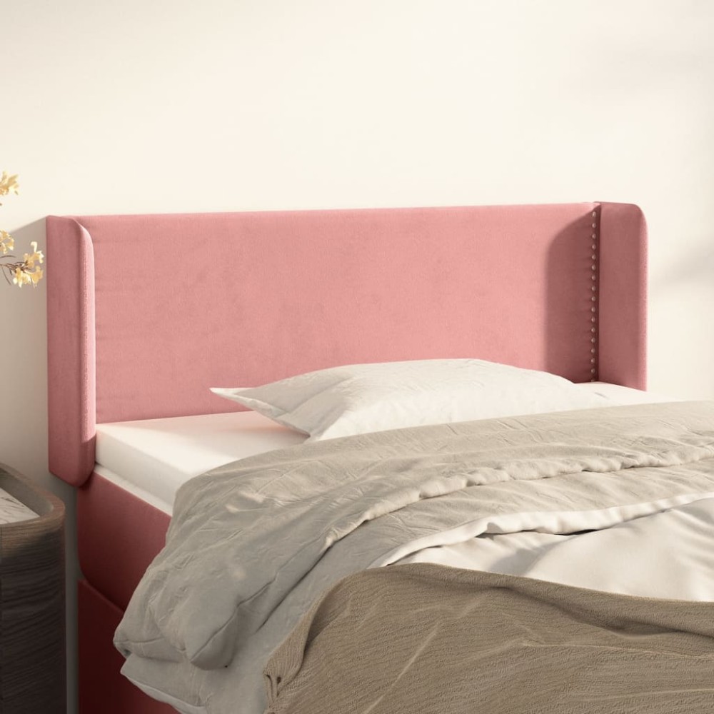 vidaXL Tăblie de pat cu aripioare roz 103x16x78/88 cm catifea
