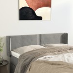 vidaXL Tăblie de pat cu aripioare gri deschis 147x16x78/88 cm catifea vidaXL Tăblie de pat cu aripioare gri deschis 147x16x78/88 cm catifea