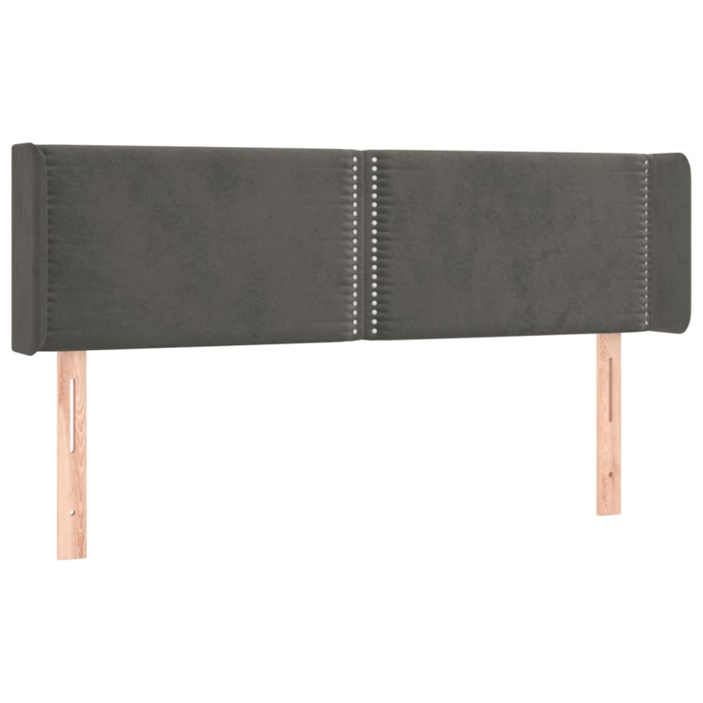 vidaXL Tăblie de pat cu aripioare gri închis 147x16x78/88 cm catifea