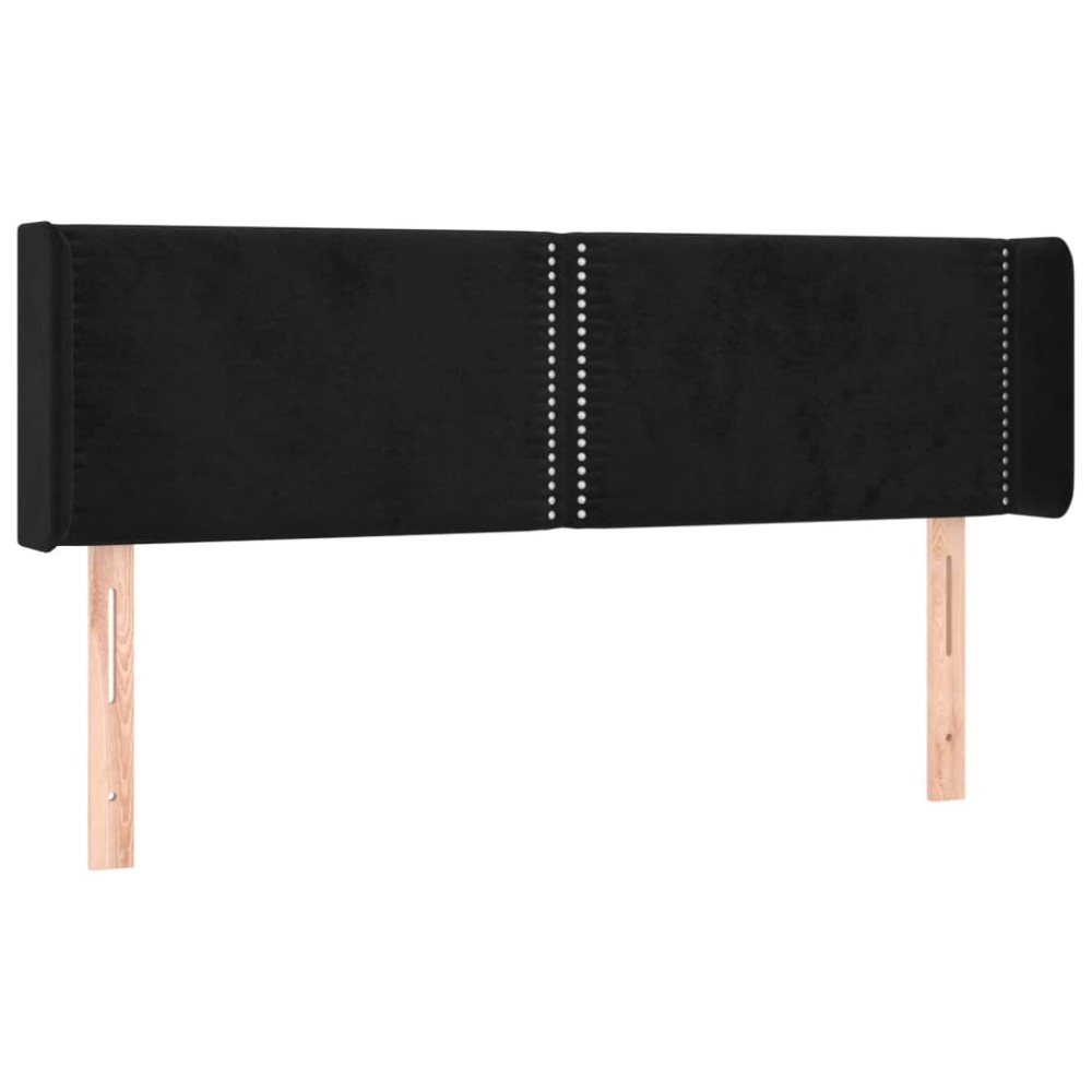 vidaXL Tăblie de pat cu aripioare negru 147x16x78/88 cm catifea