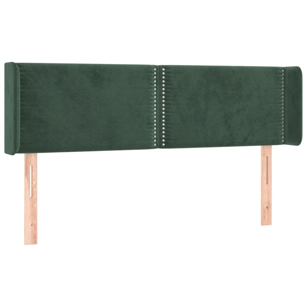 vidaXL Tăblie de pat cu aripioare verde închis 147x16x78/88 cm catifea
