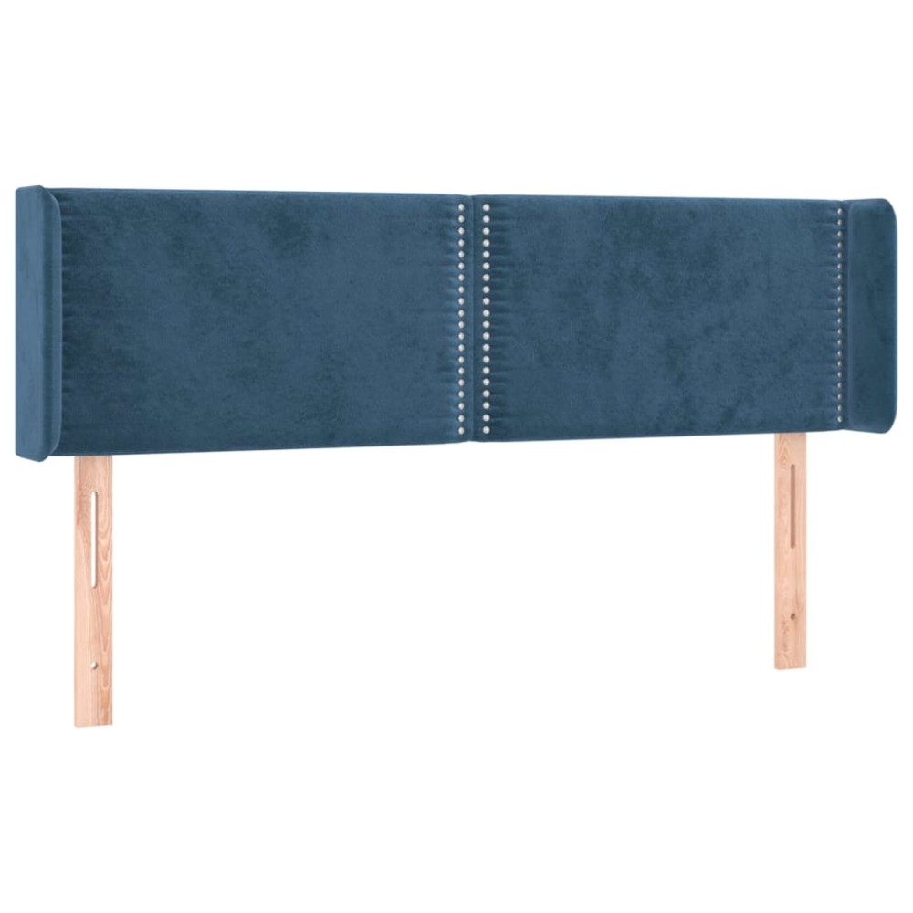 vidaXL Tăblie pat cu aripioare albastru închis 147x16x78/88 cm catifea
