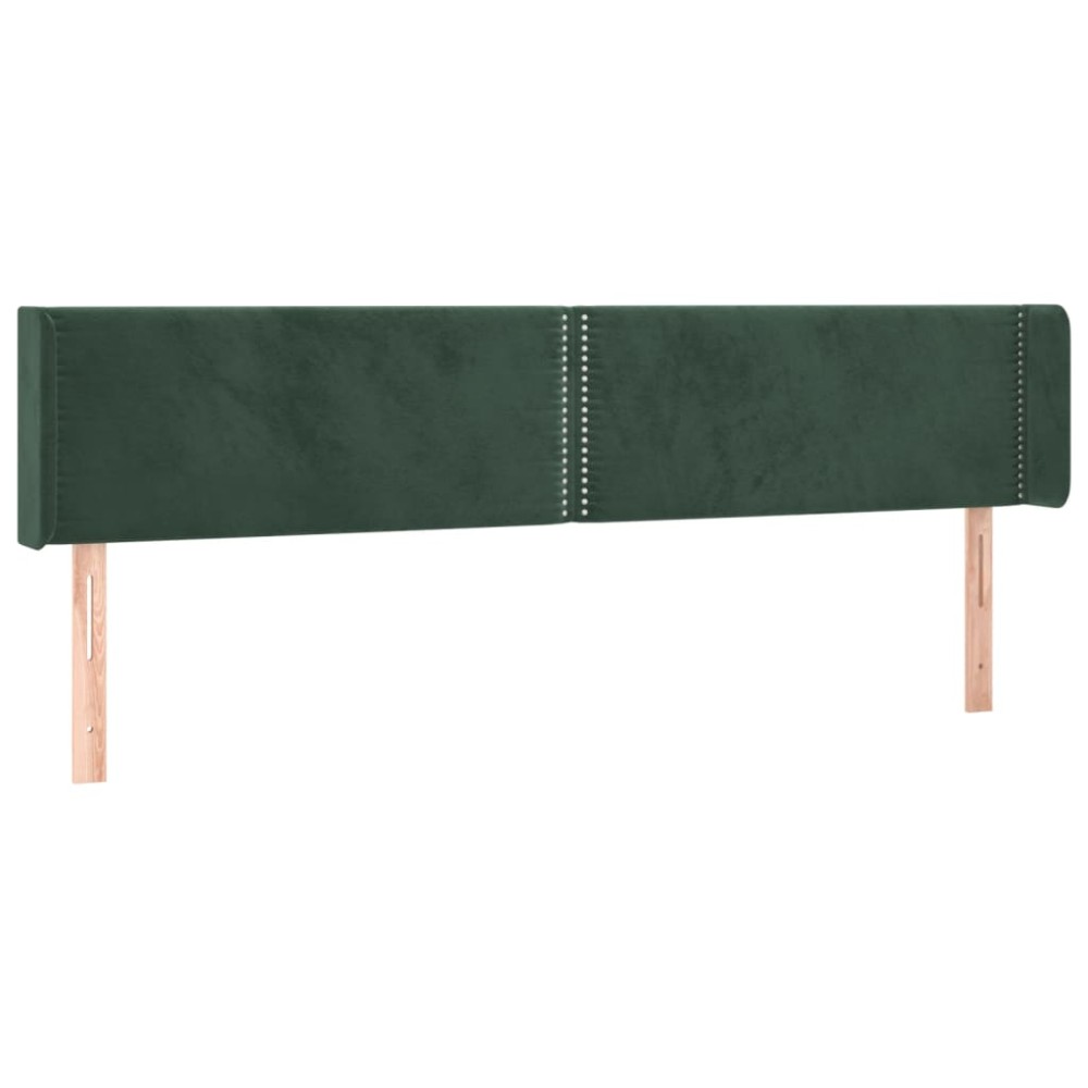 vidaXL Tăblie de pat cu aripioare verde închis 163x16x78/88 cm catifea
