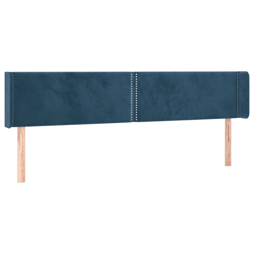 vidaXL Tăblie pat cu aripioare albastru închis 183x16x78/88 cm catifea