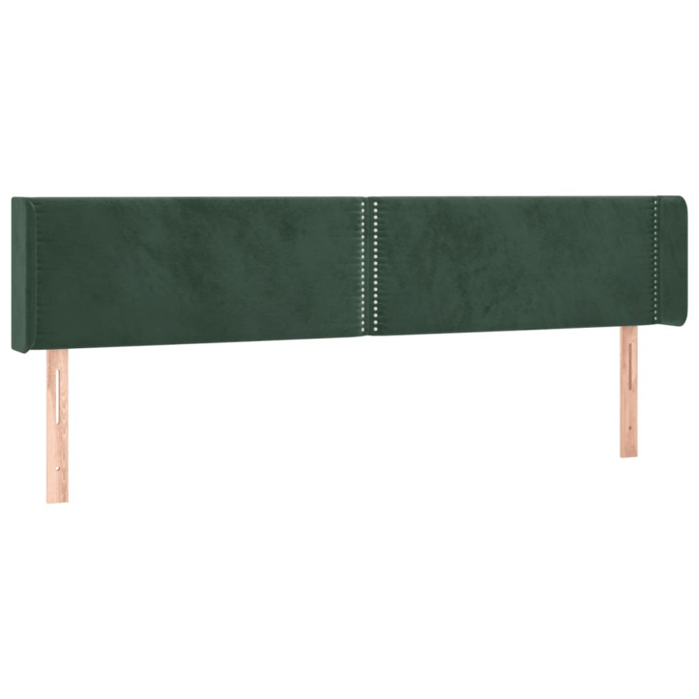 vidaXL Tăblie de pat cu aripioare verde închis 203x16x78/88 cm catifea