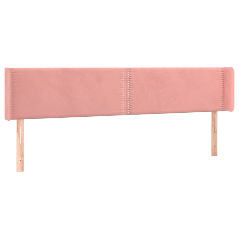vidaXL Tăblie de pat cu aripioare roz 203x16x78/88 cm catifea