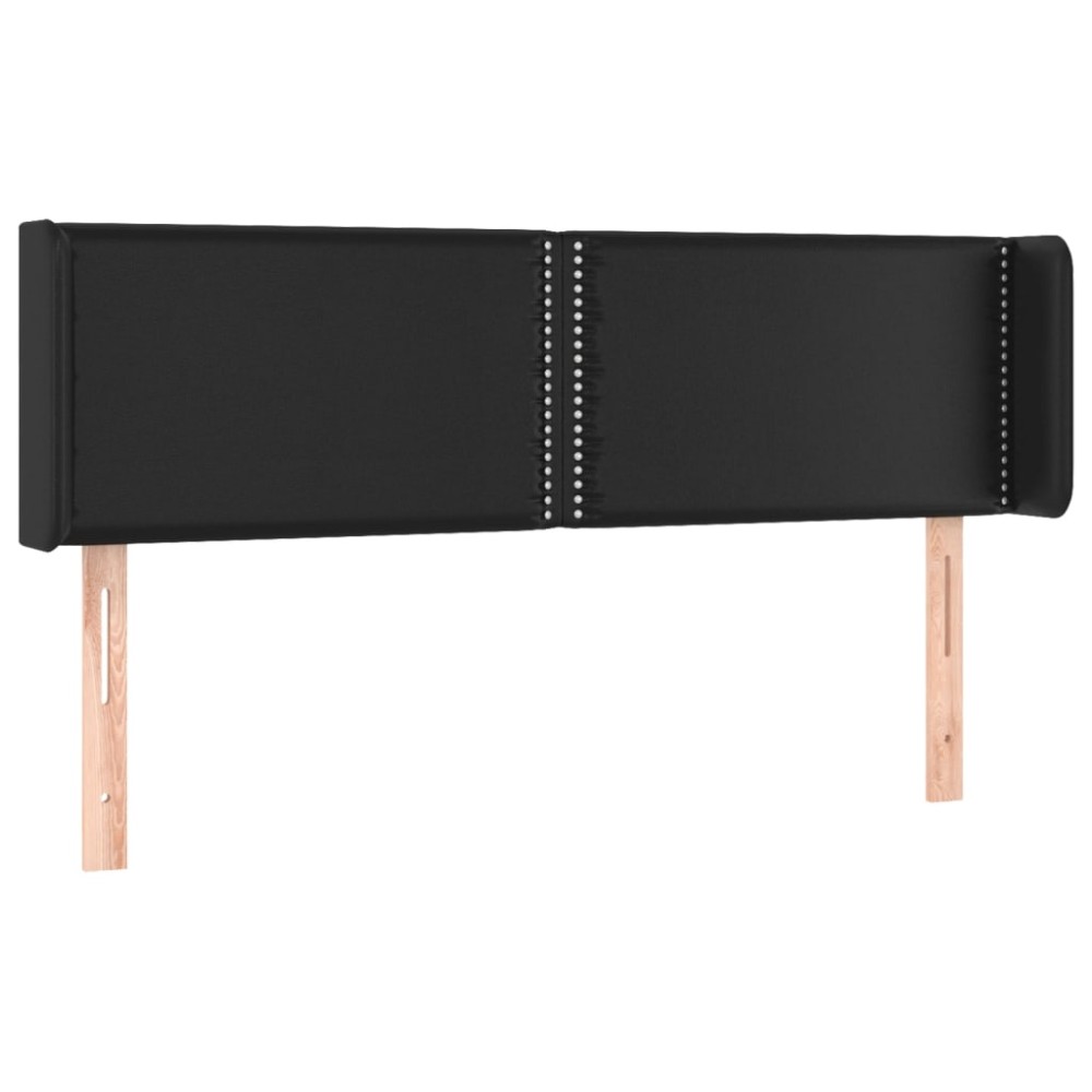 vidaXL Tăblie de pat cu aripioare negru 147x16x78/88cm piele ecologică