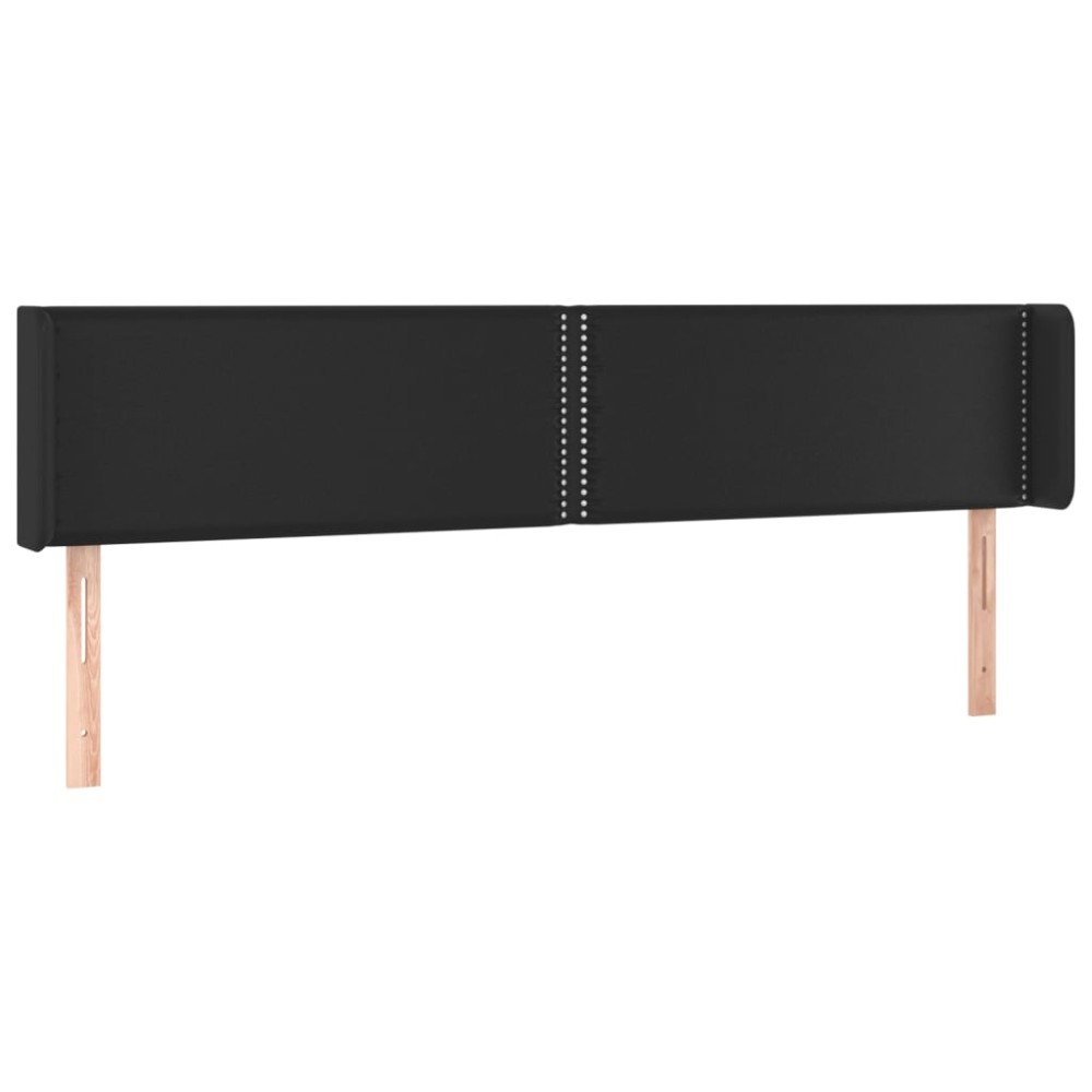vidaXL Tăblie de pat cu aripioare negru 183x16x78/88cm piele ecologică