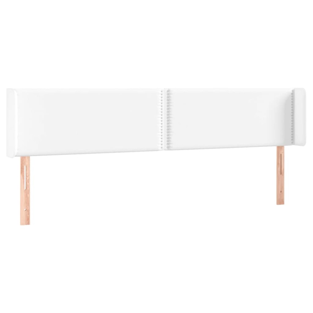 vidaXL Tăblie de pat cu aripioare alb 183x16x78/88 cm piele ecologică